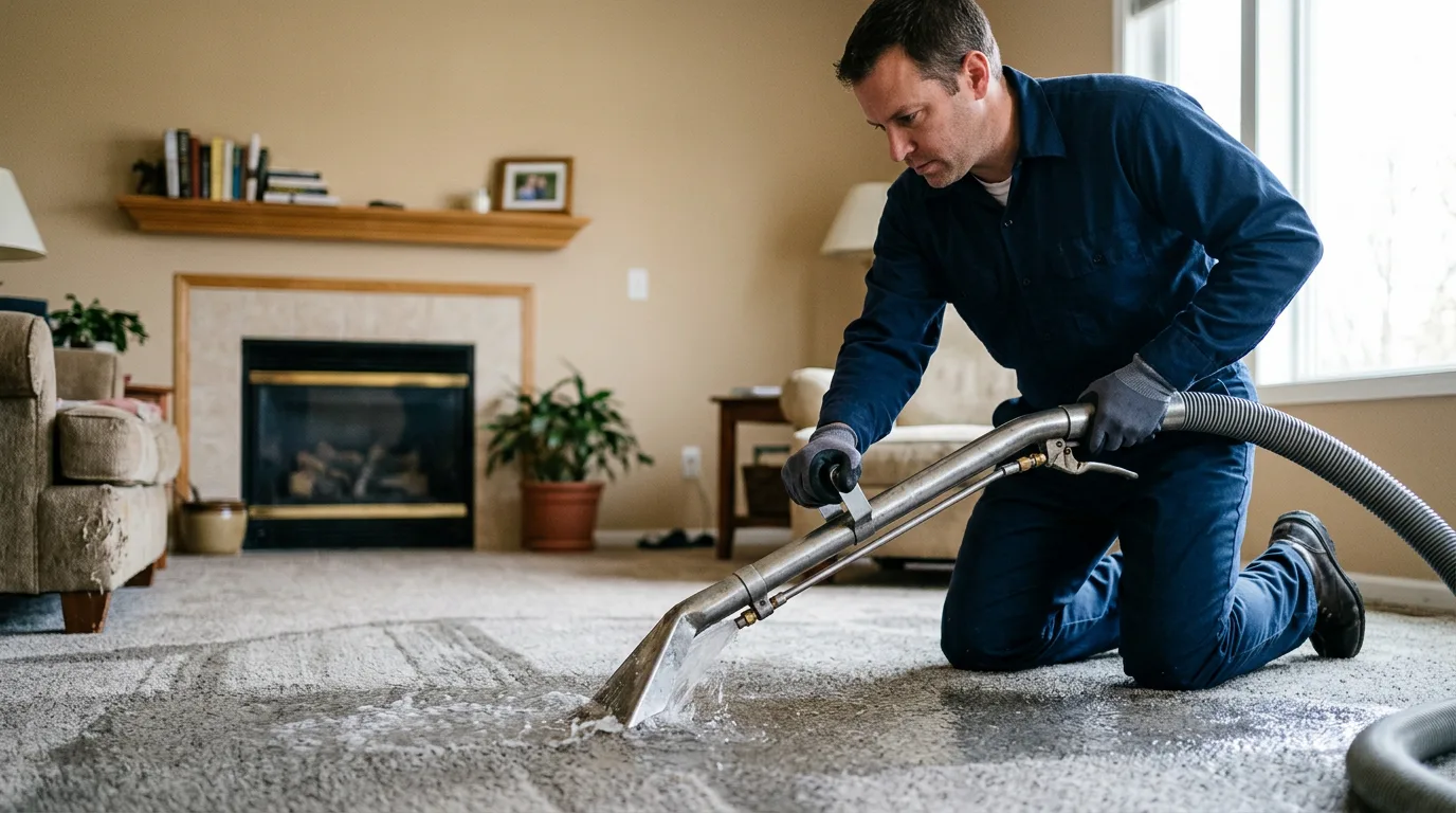 Water damage restoration technician working near Clara City, MN